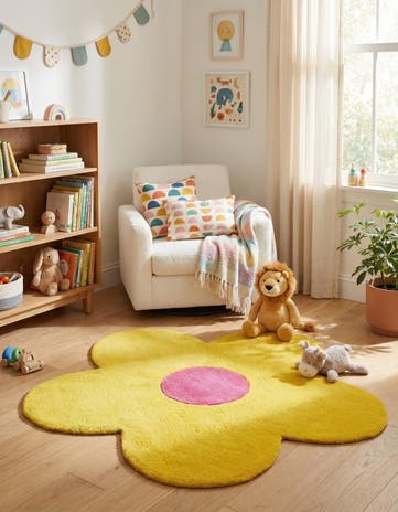 3' 1 x 3' 1 Happy Rugs Funky Flower Wool Round