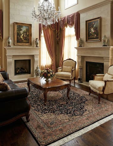 6' 7 x 10' Hand Knotted Kashan Oriental Wool Rug