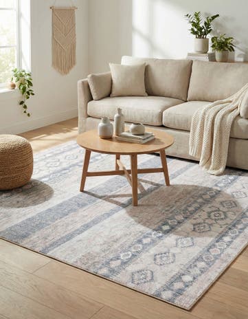 Gray Washable Timeless Square Rug