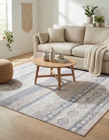 Gray Washable Timeless Square Rug