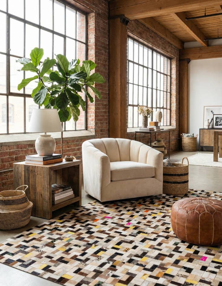 Detail image of 5' 3 x 8' Cowhide - Patchwork Rug