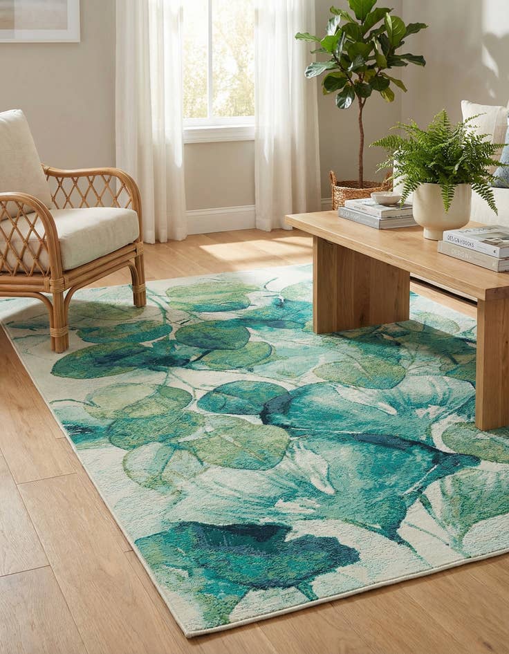 Detail image of  6' x 9'  Washable Botanical Indoor / Outdoor Rug
