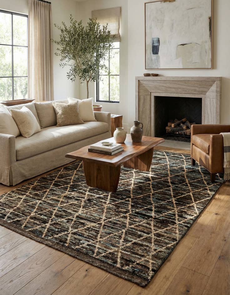 Detail image of 5' 9 x 8'  Hand Knotted Moroccan Wool Rug