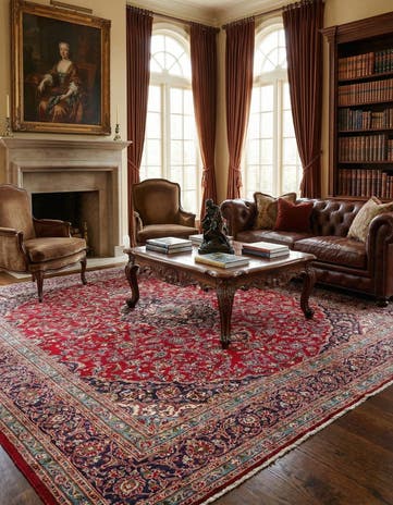 9' 8 x 13' Hand Knotted Mashad Persian Wool Rug