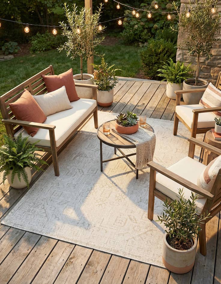 Detail image of  4' x 6'  Washable Aztec Indoor / Outdoor Rug