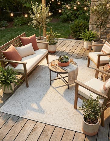 4' x 6' Easy-Clean Aztec Indoor / Outdoor Rug