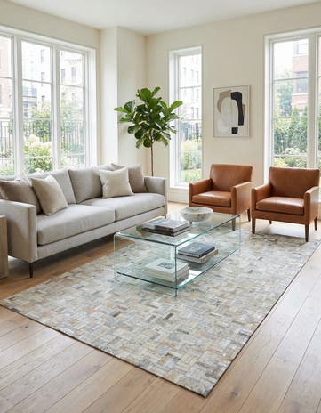 5' x 7' 10 Cowhide Leather Rug