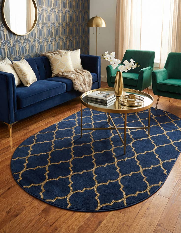 Detail image of 5' 3 x 8'  Marilyn Monroe™ Glam Trellis Oval Rug