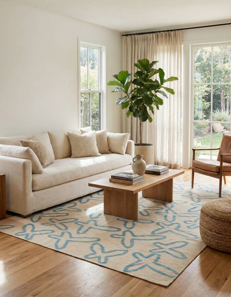 Detail image of 6' 9 x 7' 10  Hand Woven Kilim Modern Wool Rug