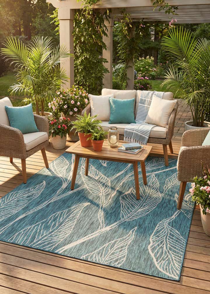 7' x 10' Easy-Clean Botanical Indoor / Outdoor Rug