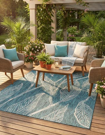 7' x 10' Easy-Clean Botanical Indoor / Outdoor Rug