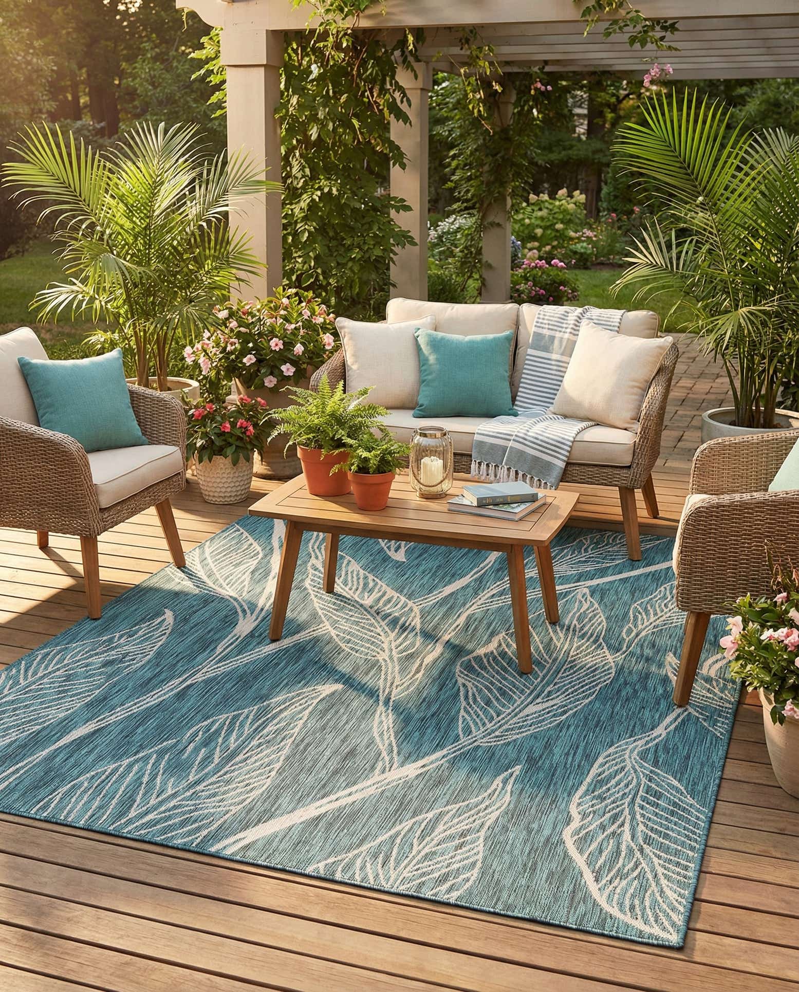 7' x 10' Easy-Clean Botanical Indoor / Outdoor Rug