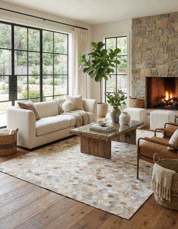 5' x 8' Cowhide Leather Rug
