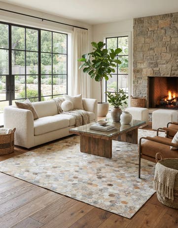 5' x 8' Cowhide Leather Rug
