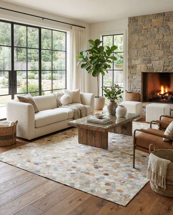 5' x 8' Cowhide Leather Rug