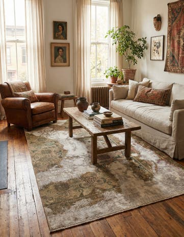 4' 6 x 7' 3 Hand Knotted Ultra Vintage Persian Wool Rug