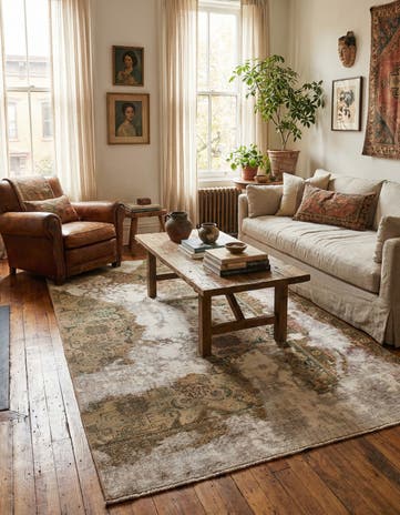 4' 6 x 7' 3 Hand Knotted Ultra Vintage Persian Wool Rug