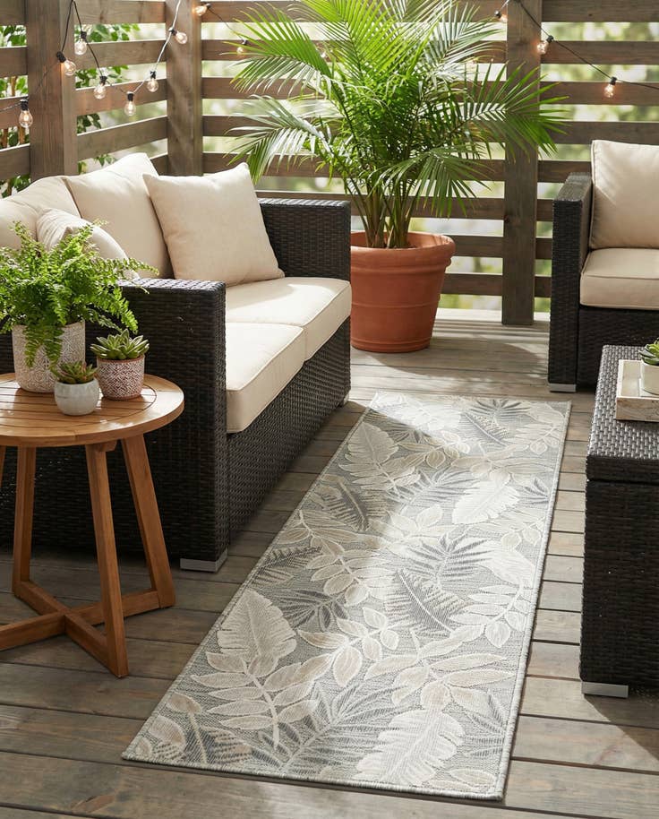Detail image of 2' 2 x 8' Easy-Clean Botanical Indoor / Outdoor Runner Rug