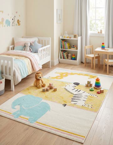 Ivory Animals Whimsy Kids Rug