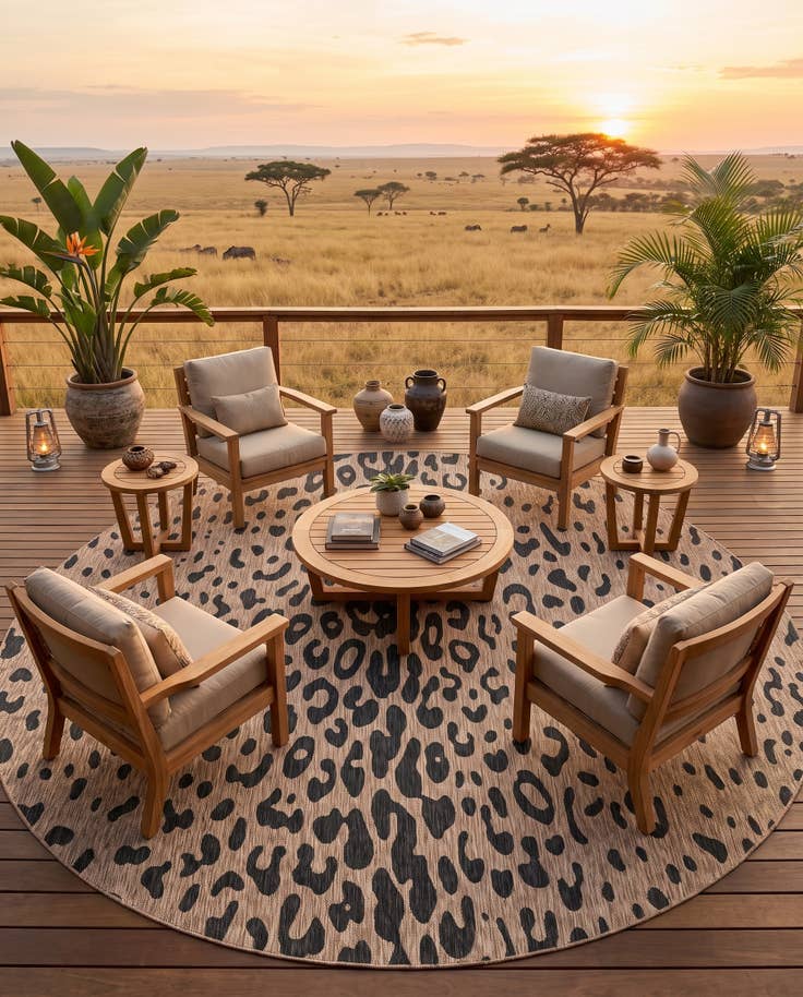 Detail image of 13' x 13' Easy-Clean Safari Indoor / Outdoor Round Rug