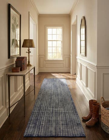Blueberry Hand Woven Jill Zarin English Manor Farmhouse Wool Runner Rug