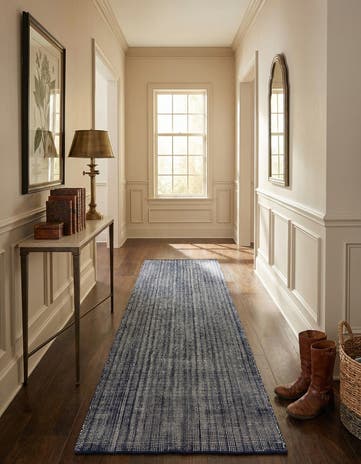 Blueberry Hand Woven Jill Zarin English Manor Farmhouse Wool Runner Rug