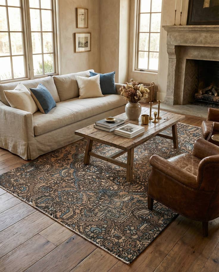 Detail image of 5' 8 x 8' 9 Hand Knotted Ultra Vintage Persian Wool Rug