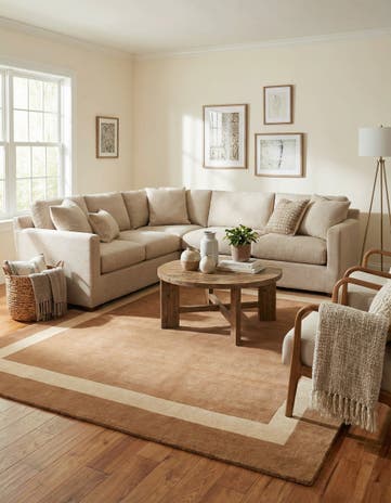 Latte Brown Jill Zarin Border Wool Square Rug