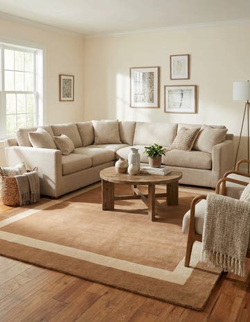 Latte Brown Jill Zarin Border Wool Square Rug