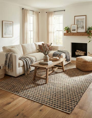 9' x 12' Hand Woven Chindi Jute Rug