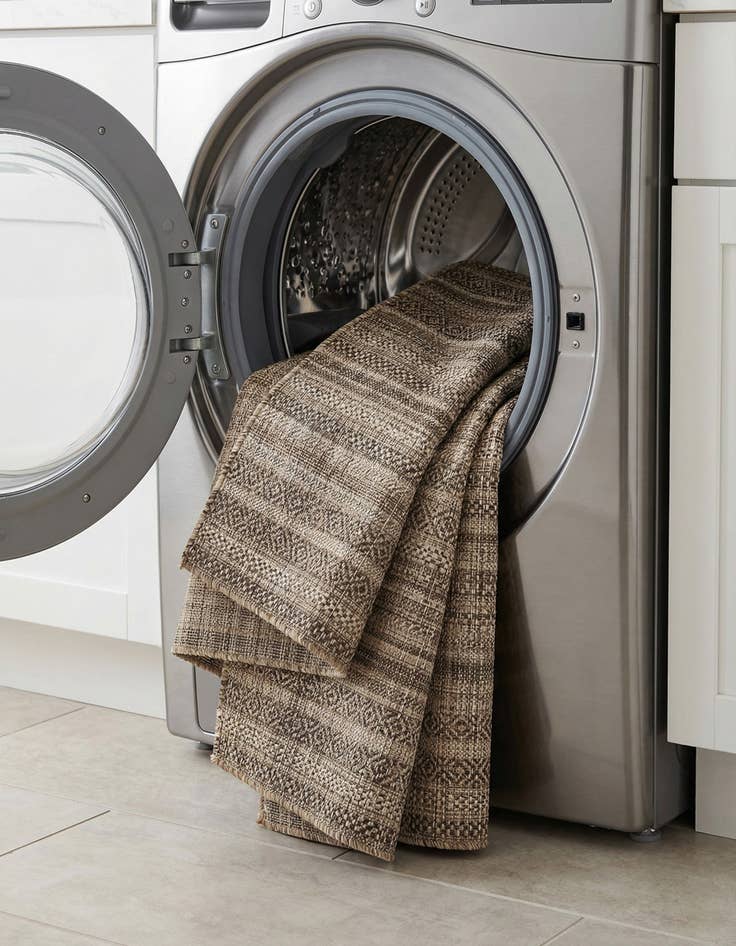 Detail image of 2' 7 x 12'  Washable Striped Indoor / Outdoor Runner Rug