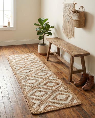 1' 2 x 6' 1  Hand Braided Jute Table Runner Rug