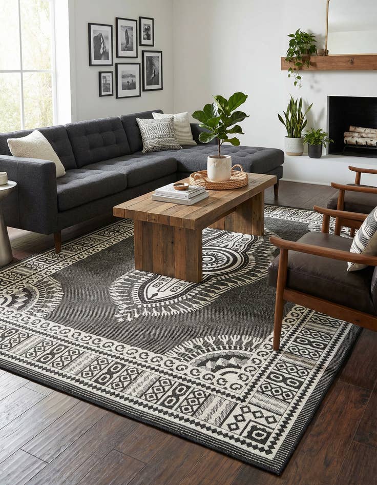 Detail image of 7' 10 x 10' Easy-Clean Traditional Indoor / Outdoor Rug