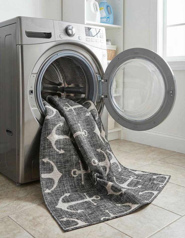 Detail image of 5' 3 x 5' 3  Washable Coastal Indoor / Outdoor Square Rug