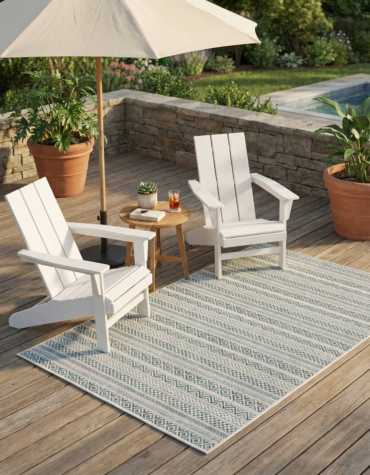 Detail image of 3' x 5' 3  Washable Striped Indoor / Outdoor Rug