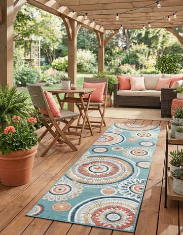2' 2 x 8' Easy-Clean Botanical Indoor / Outdoor Runner Rug
