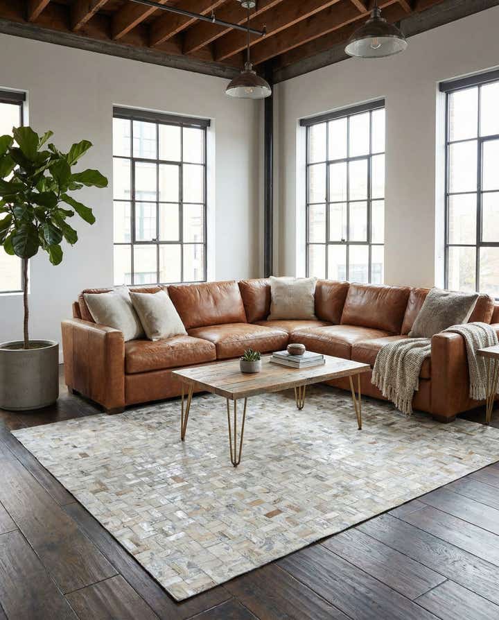 4' 11 x 8' Cowhide Stocks Rug