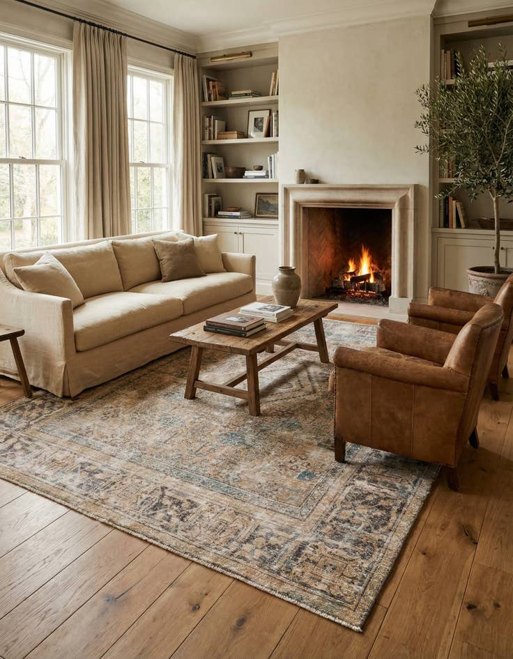 Detail image of  7' x 9' 10  Hand Knotted Ultra Vintage Persian Wool Rug