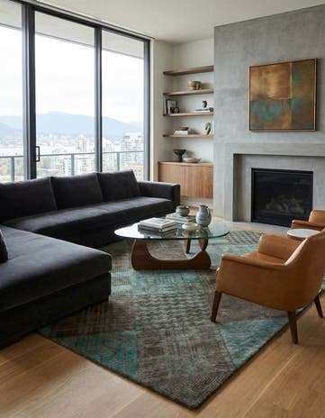 8' x 9' 9 Hand Knotted Modern Manshu Wool Rug