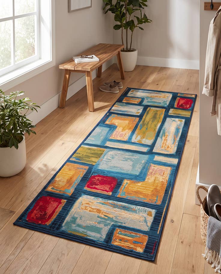 Detail image of 2' x 5' Easy-Clean Modern Indoor / Outdoor Runner Rug
