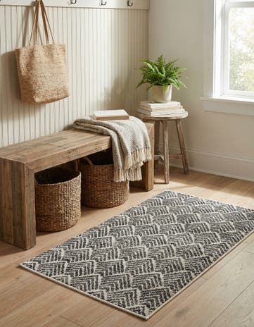 Charcoal Ivory Eco Trellis Rug