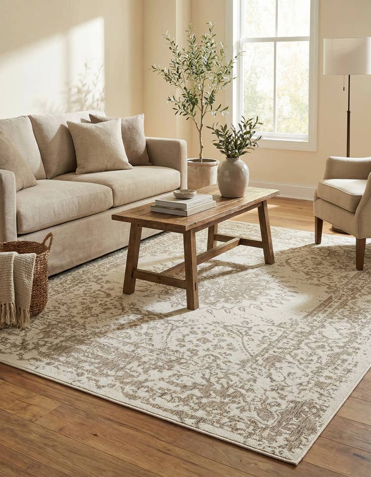 Detail image of  7' 10 x 10'  Washable Traditional Indoor / Outdoor Rug