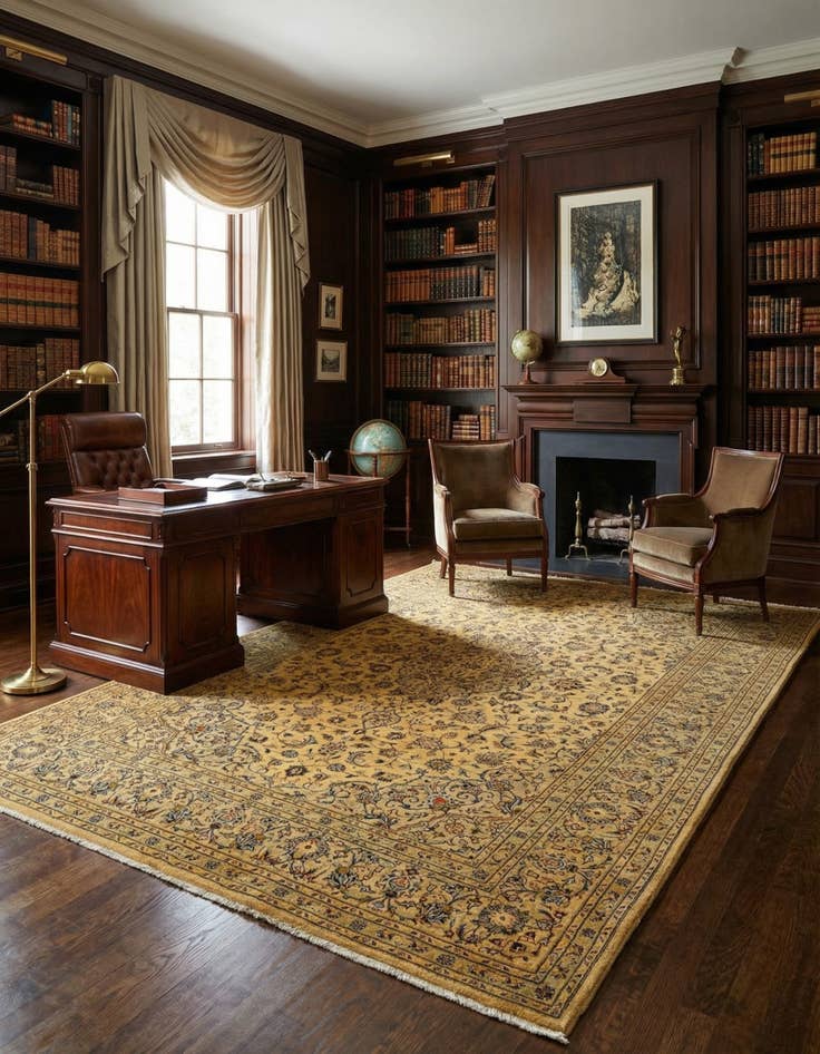 Detail image of 7' 10 x 11'  Hand Knotted Kashan Persian Wool Rug