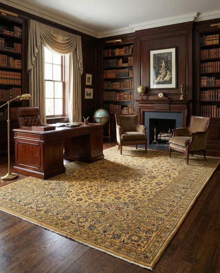 7' 10 x 11' Hand Knotted Kashan Persian Wool Rug