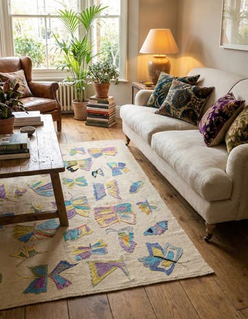 4' 1 x 5' 9 Hand Woven Kilim Suzani Wool Rug