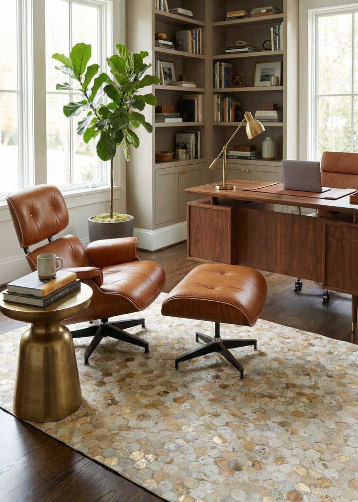 5' 2 x 8' Cowhide Leather Rug