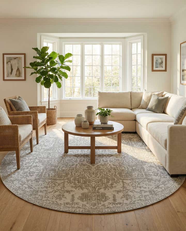 10' 8 x 10' 8 Easy-Clean Jill Zarin Dubai Indoor / Outdoor Round Rug