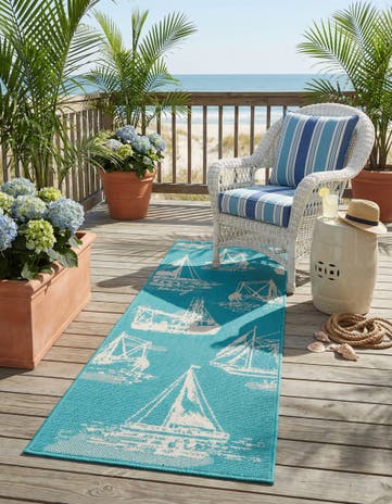 2' x 6' Easy-Clean Coastal Indoor / Outdoor Runner Rug