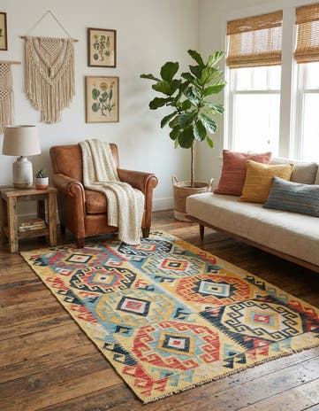 3' 5 x 5' 9 Hand Woven Kilim Maymana Wool Rug