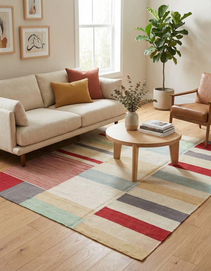 Detail image of 5' 9 x 7' 6  Hand Woven Kilim Modern Wool Rug